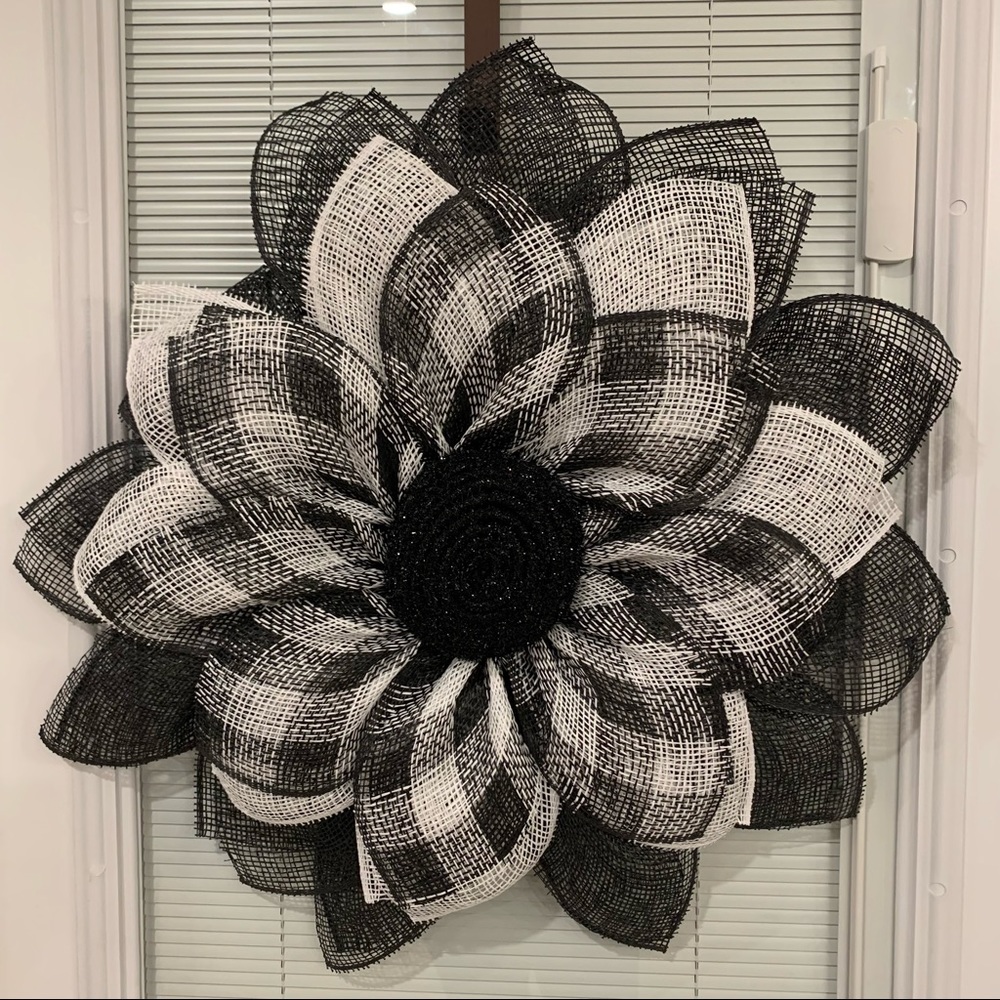 Black and White Buffalo Plaid Wreath Handmade